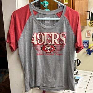 NFL 49ers Gray and Red Short Sleeve Tee